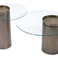 Emi Modern Cylindrical Bronze Coffee Table & Round Glass Top - Revel Sofa 