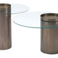 Emi Modern Cylindrical Bronze Coffee Table & Round Glass Top - Revel Sofa 