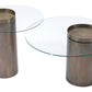Emi Bronze Cylindrical Base & Round Glass Top End Accent Table 24" - Revel Sofa 