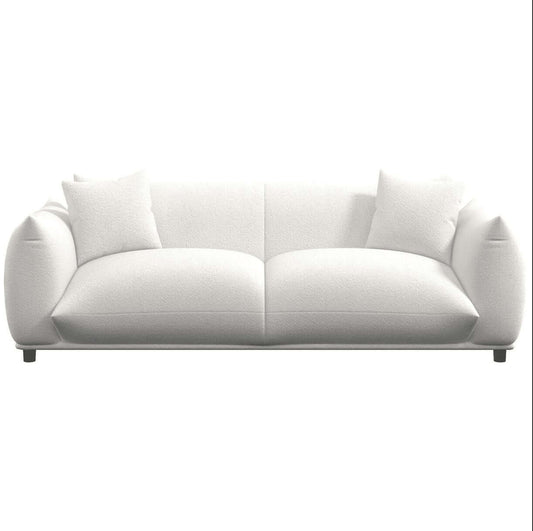 Emma Modern Bohemian Sofa Upholstered in Leather or Boucle 89" - Revel Sofa 