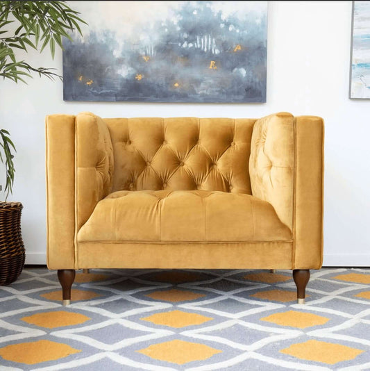 Evelyn MCM Style Tufted Velvet Lounge Chair - Revel Sofa 