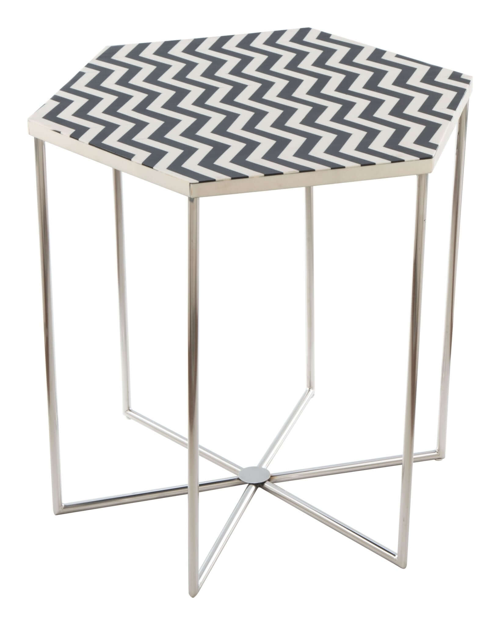 Forma Side Accent End Table Hexagon Striped Top - Revel Sofa 