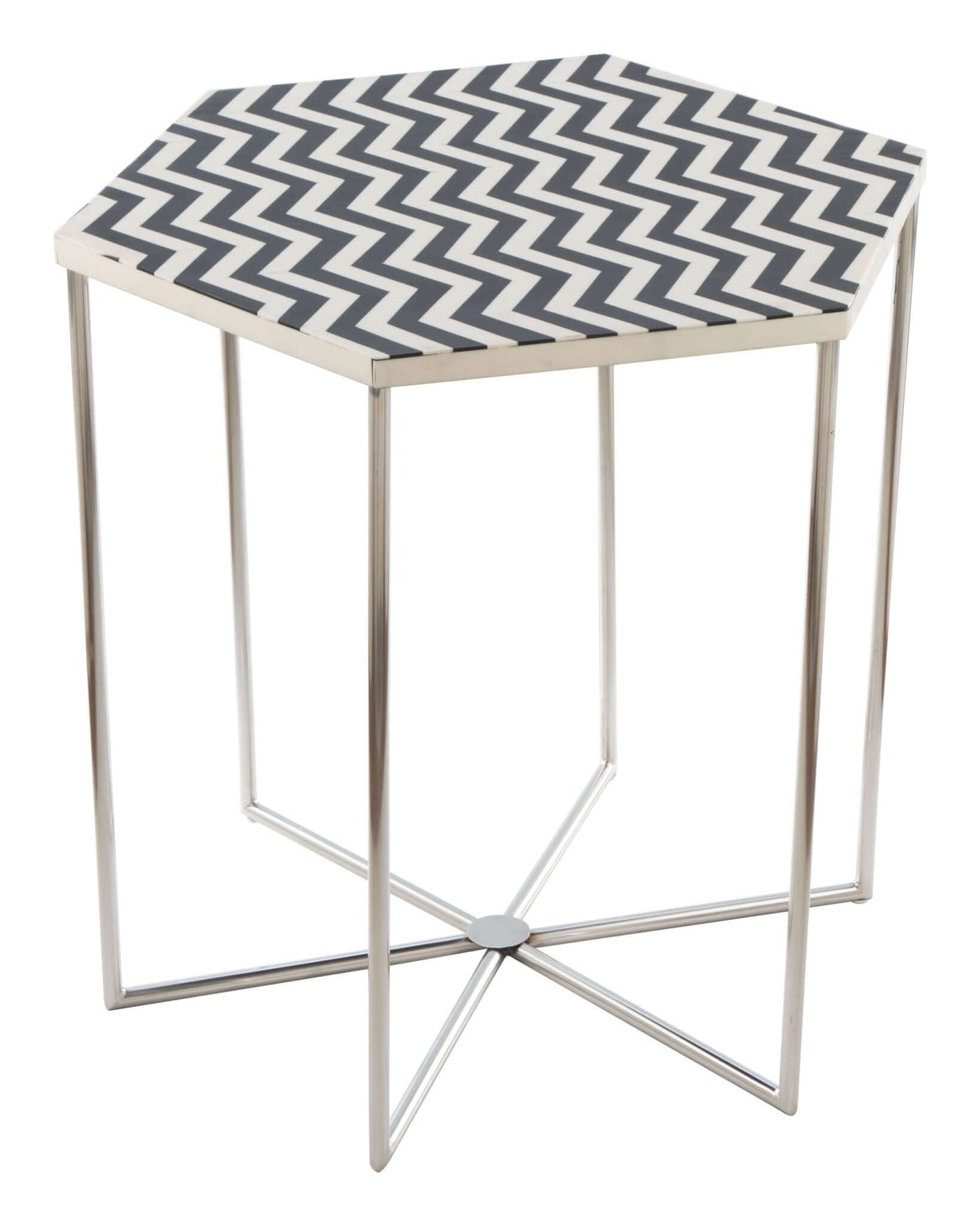 Forma Side Accent End Table Hexagon Striped Top - Revel Sofa 