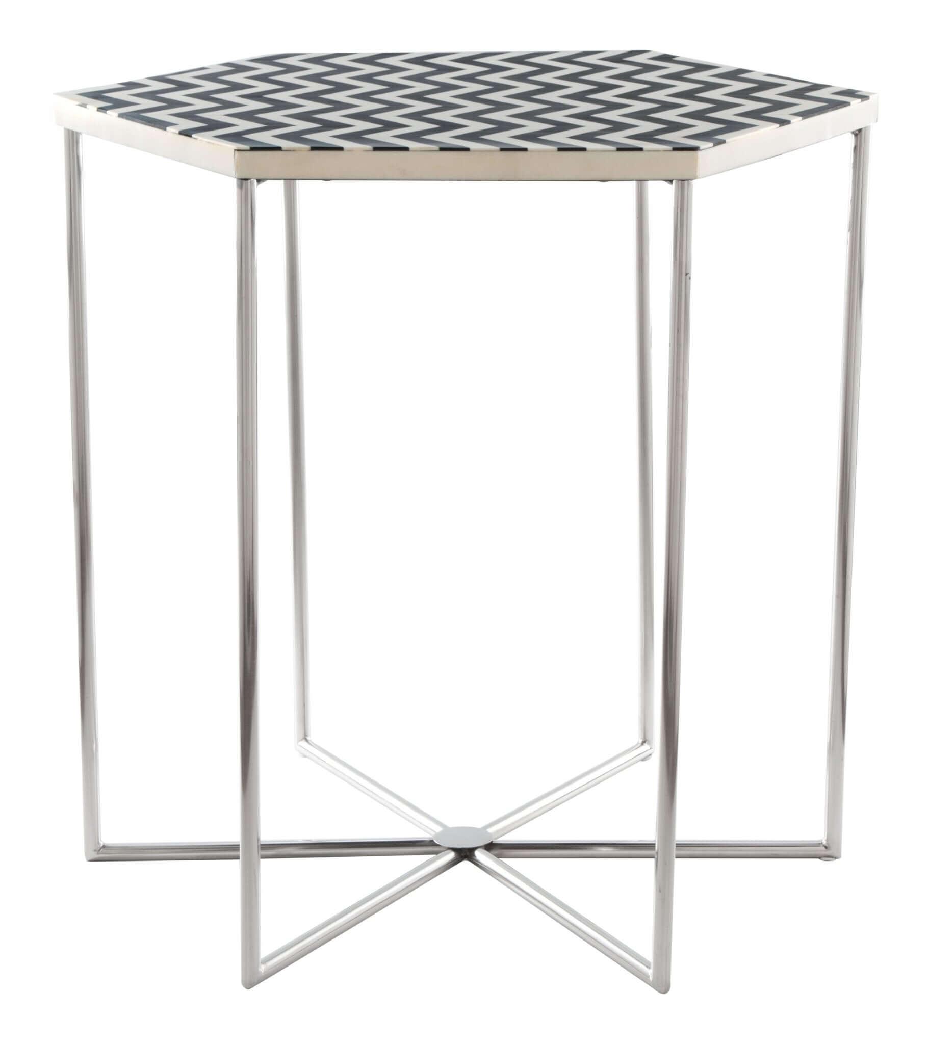 Forma Side Accent End Table Hexagon Striped Top - Revel Sofa 