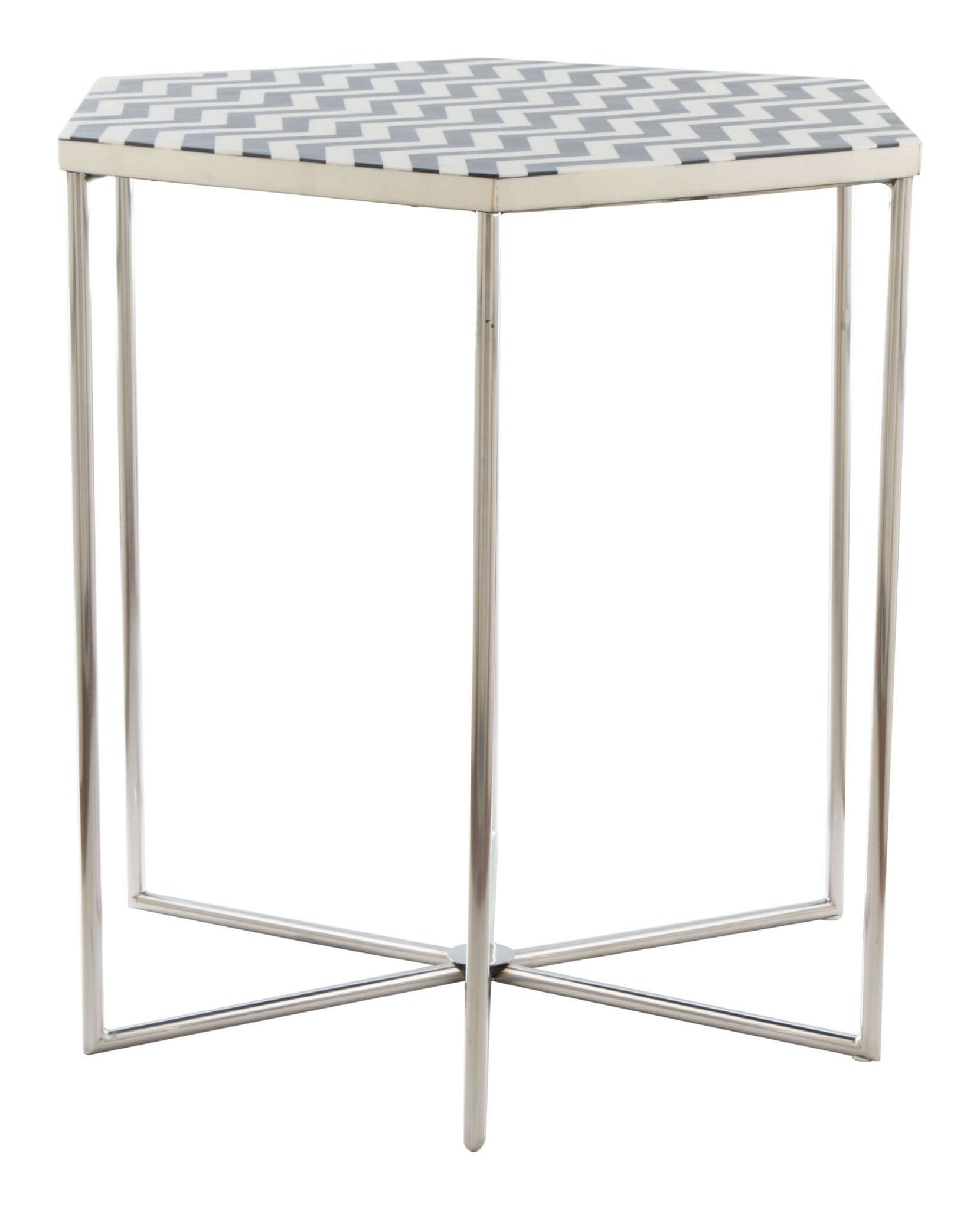 Forma Side Accent End Table Hexagon Striped Top - Revel Sofa 