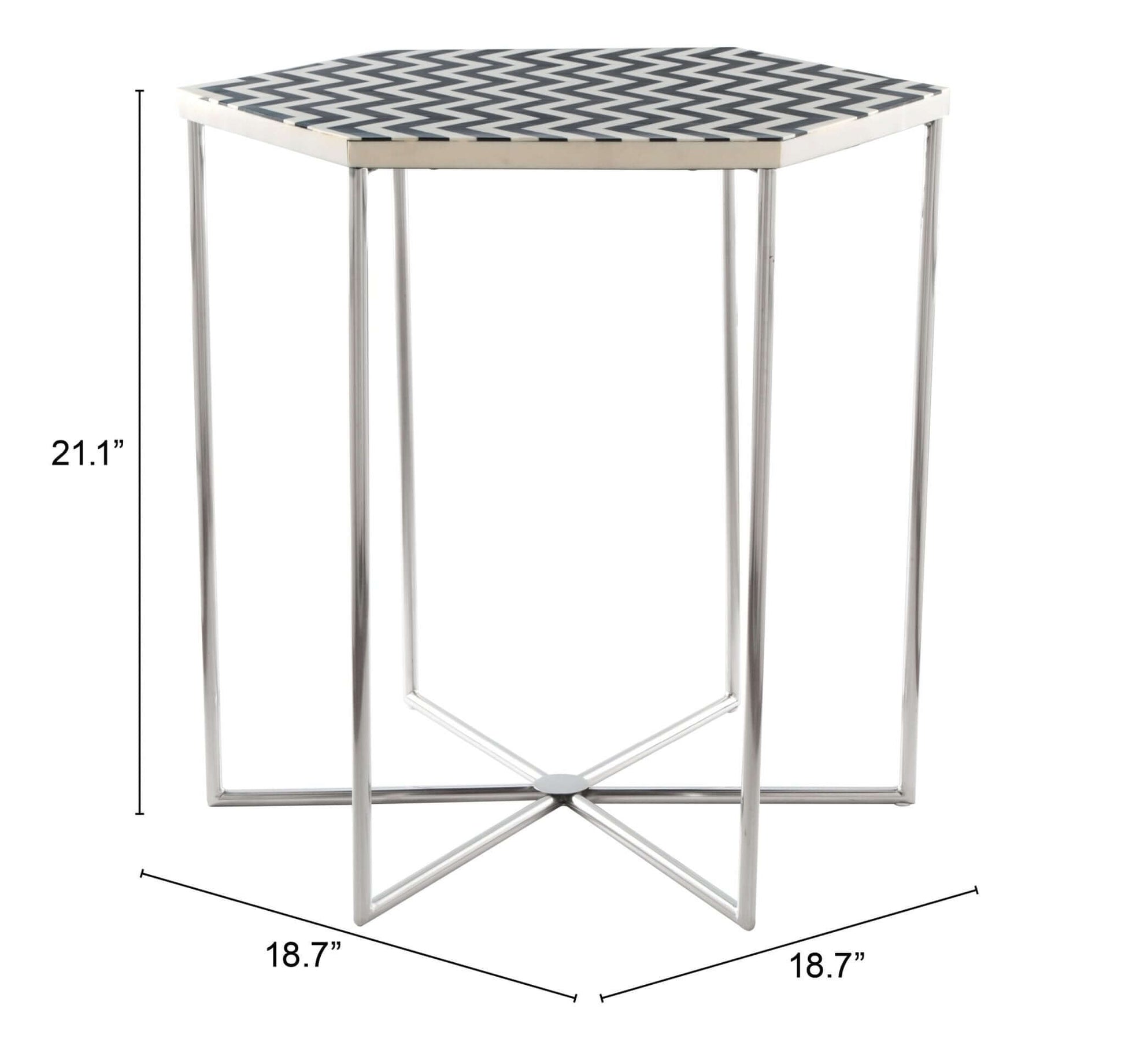 Forma Side Accent End Table Hexagon Striped Top - Revel Sofa 