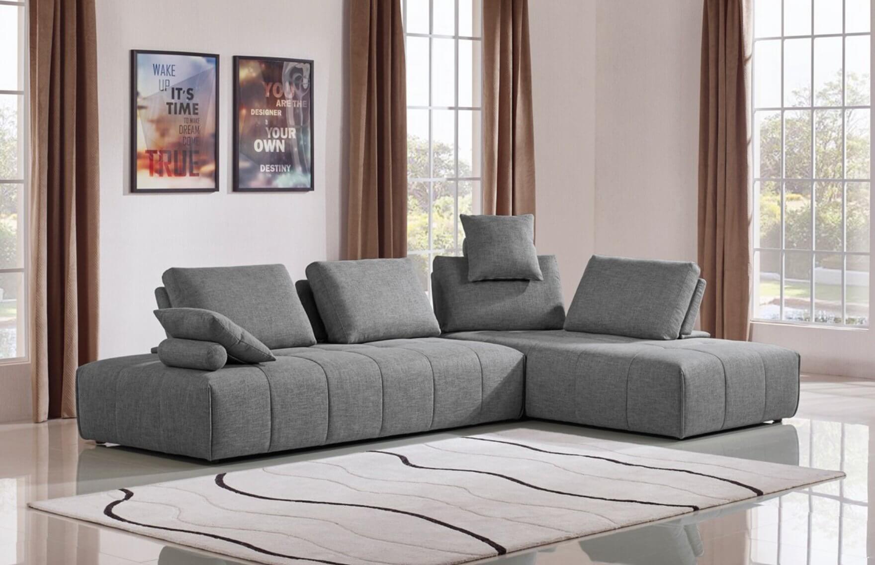 Gray Modular Polyester Fabric 2pc Sectional Sofa & Chaise 124" - Revel Sofa 