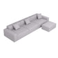 Gray Modern Minimalist Modular 4pc. Sectional Sofa And Ottoman