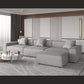 Gray Modern Minimalist Modular 4pc. Sectional Sofa And Ottoman