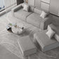 Gray Modern Minimalist Modular 4pc. Sectional Sofa And Ottoman
