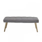 Gray Upholstered Linen Blend And Gold Legged Bench 47"