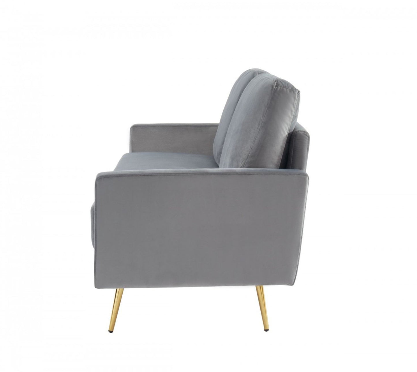 Gray Velvet Upholstered Brass Leg Loveseat Sofa - 72" - Revel Sofa 