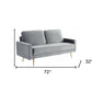 Gray Velvet Upholstered Brass Leg Loveseat Sofa - 72" - Revel Sofa 