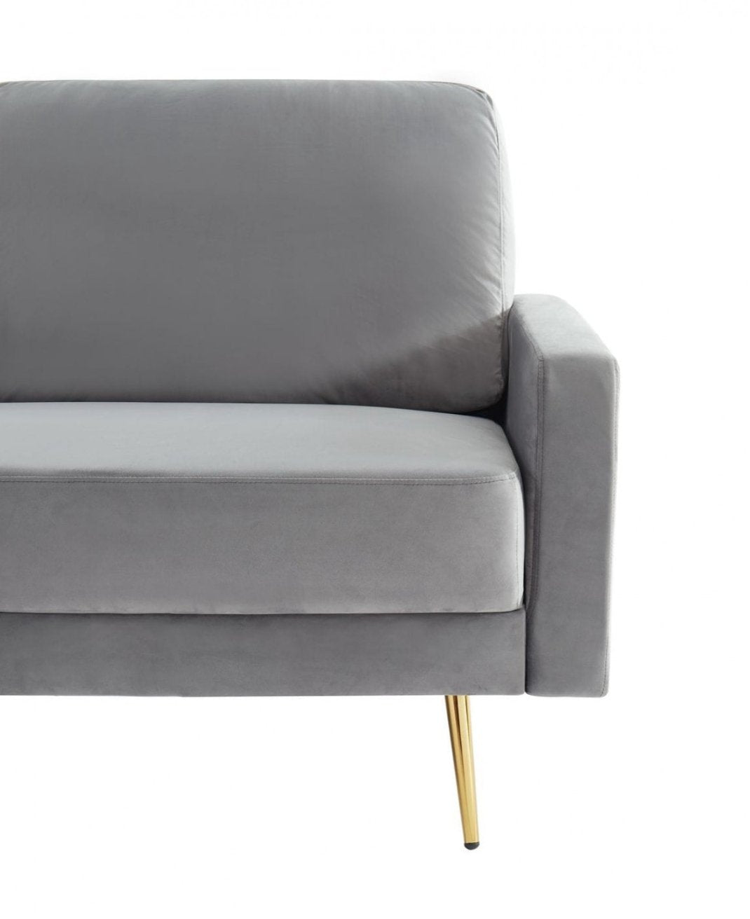 Gray Velvet Upholstered Brass Leg Loveseat Sofa - 72" - Revel Sofa 