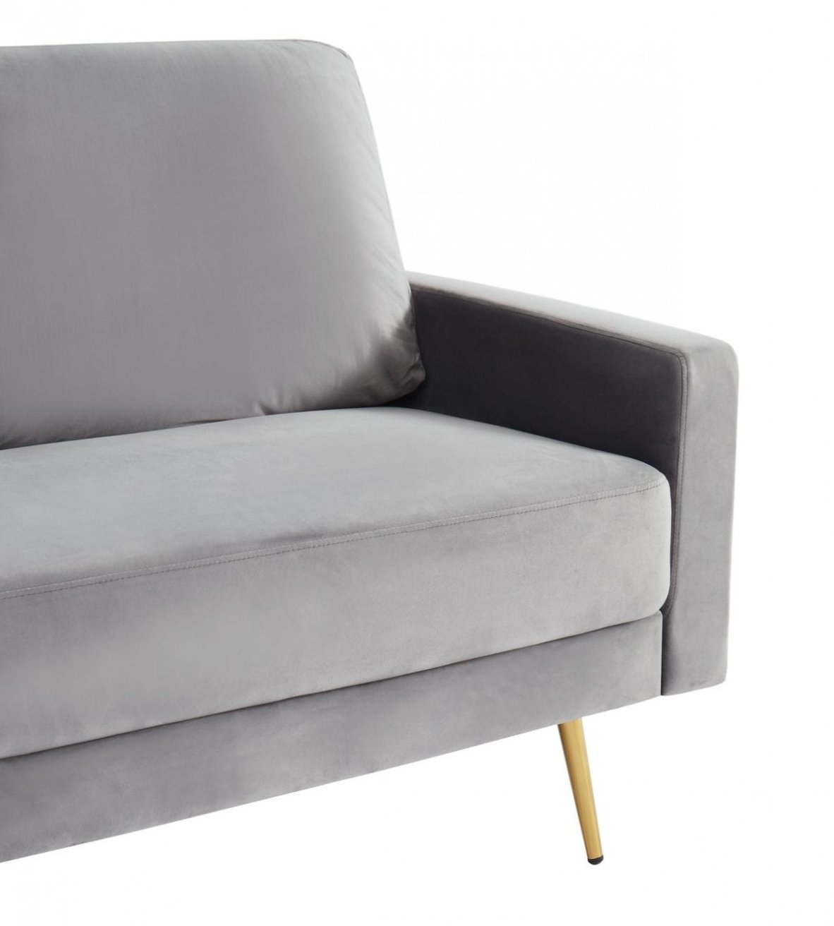 Gray Velvet Upholstered Brass Leg Loveseat Sofa - 72" - Revel Sofa 