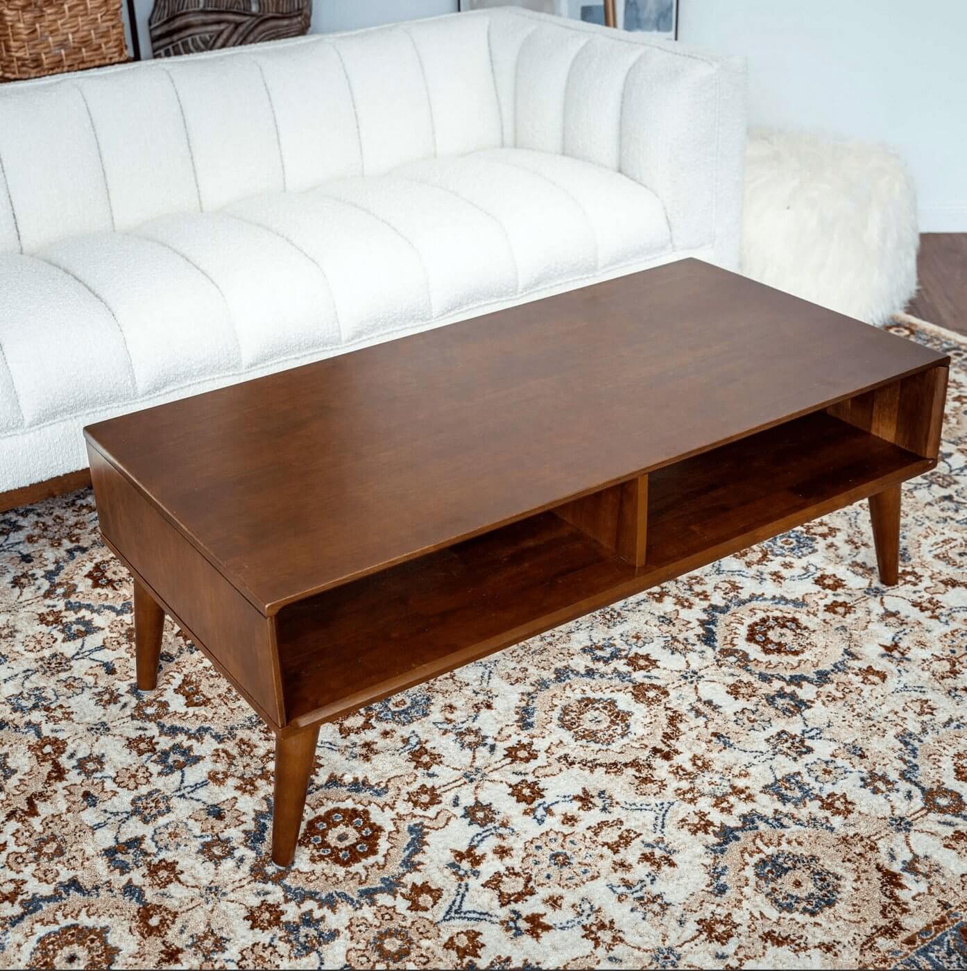 Hazel MCM Style Walnut Wood Coffee Table - Revel Sofa 