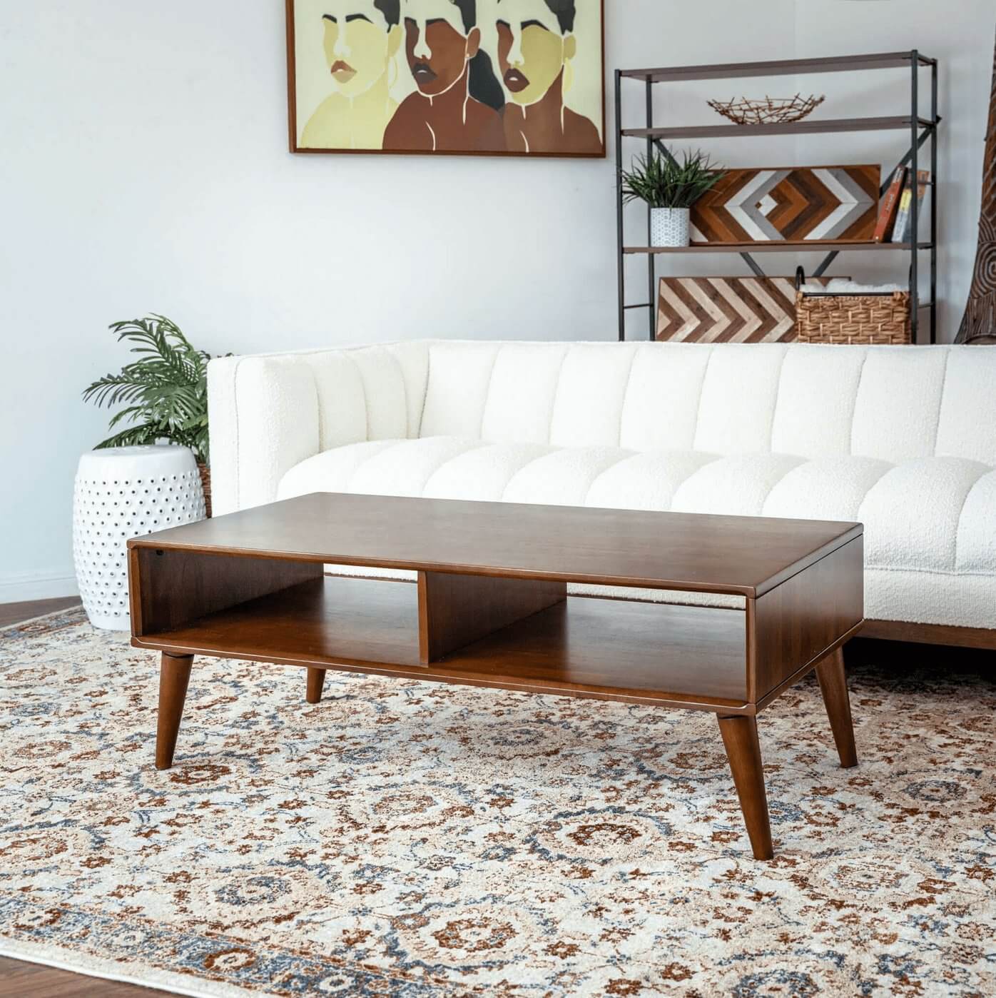 Hazel MCM Style Walnut Wood Coffee Table - Revel Sofa 