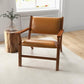 Hendrix MCM Leather Solid Wood Lounge Accent Chair - Revel Sofa 