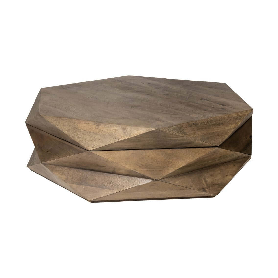 Hexagonal Coffee Table Solid Wood With Storage 48"