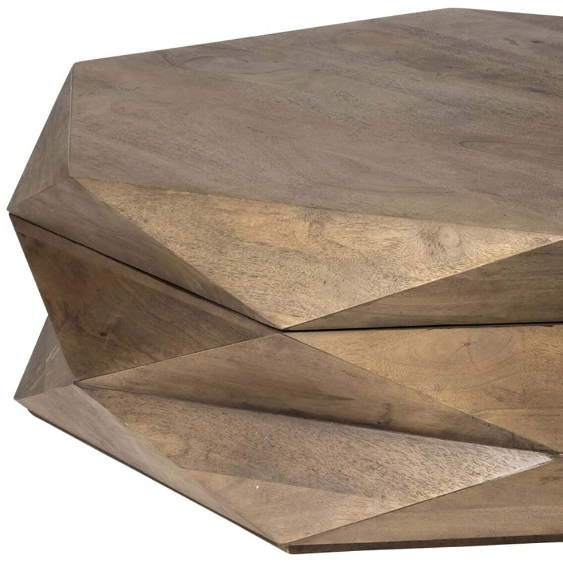 Hexagonal Coffee Table Solid Wood With Storage 48" - Revel Sofa 