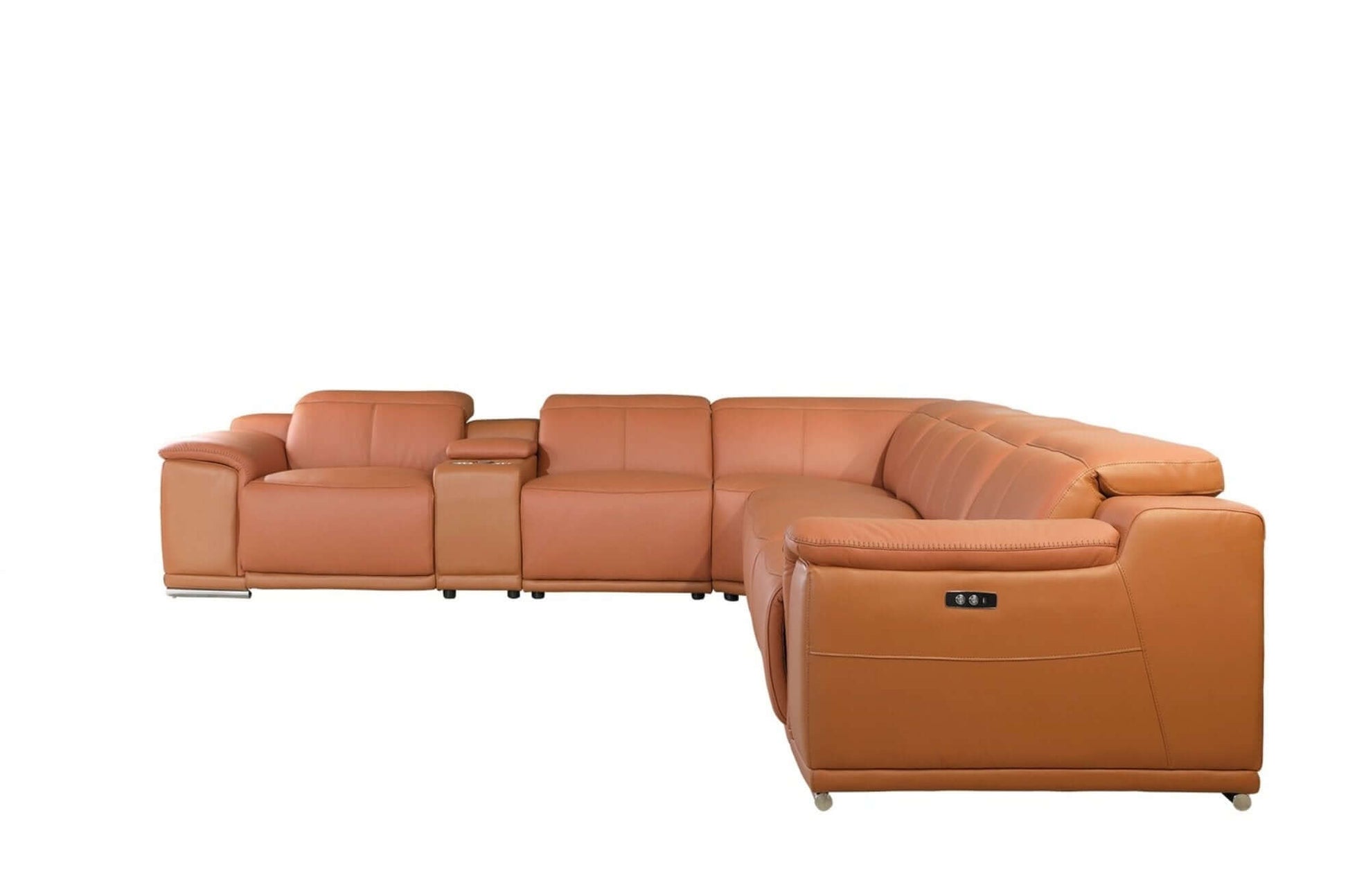 Italian Leather Power-Reclining Corner Sectional With Console with Various Size and Color Options