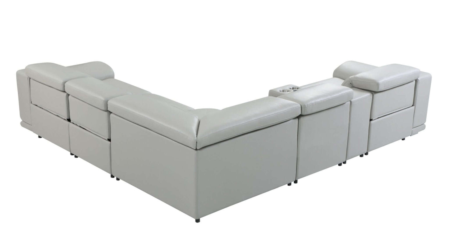 Italian Leather Power-Reclining Corner Sectional With Console with Various Size and Color Options - Revel Sofa 