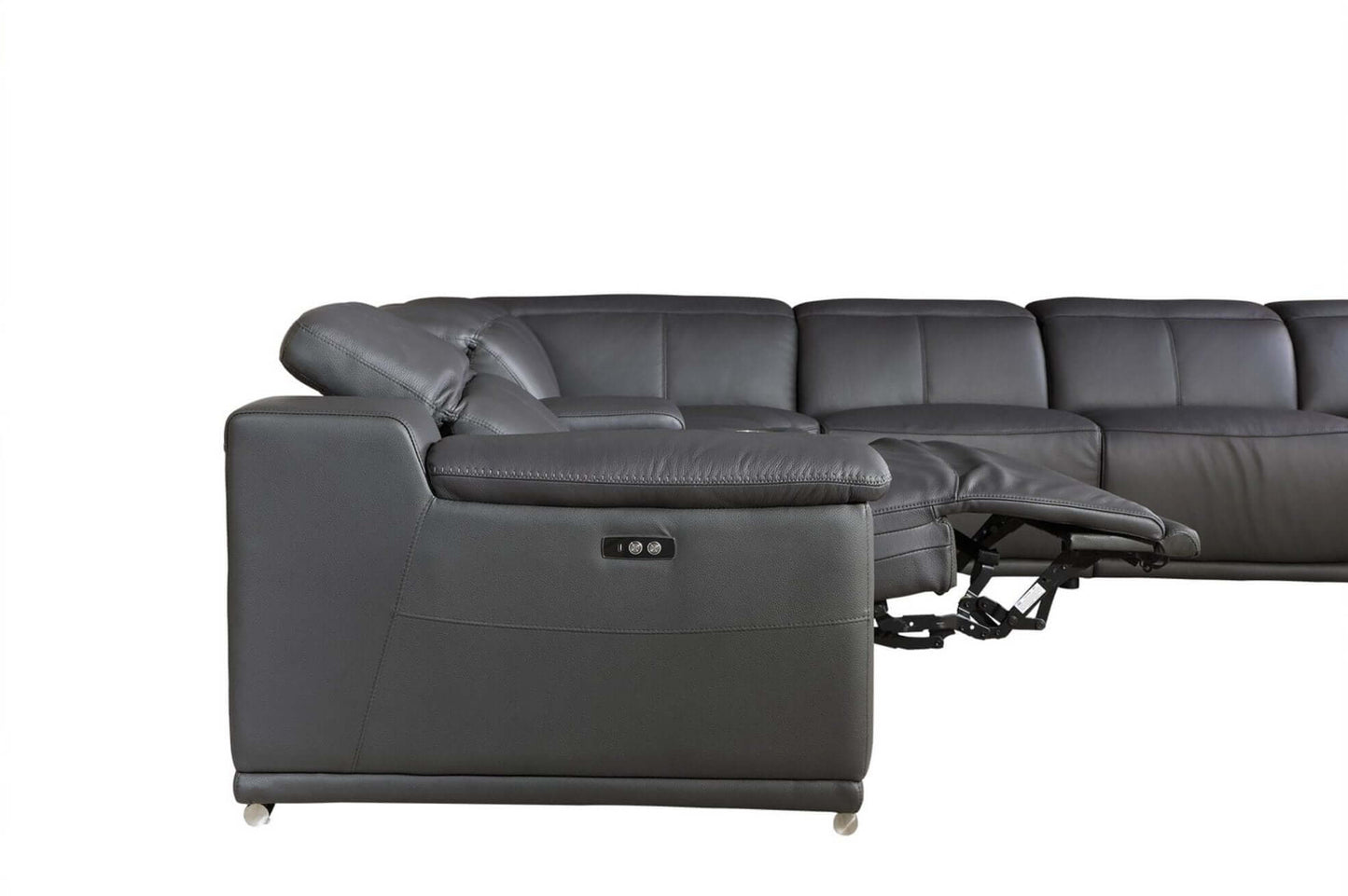 Italian Leather Power-Reclining Corner Sectional With Console with Various Size and Color Options