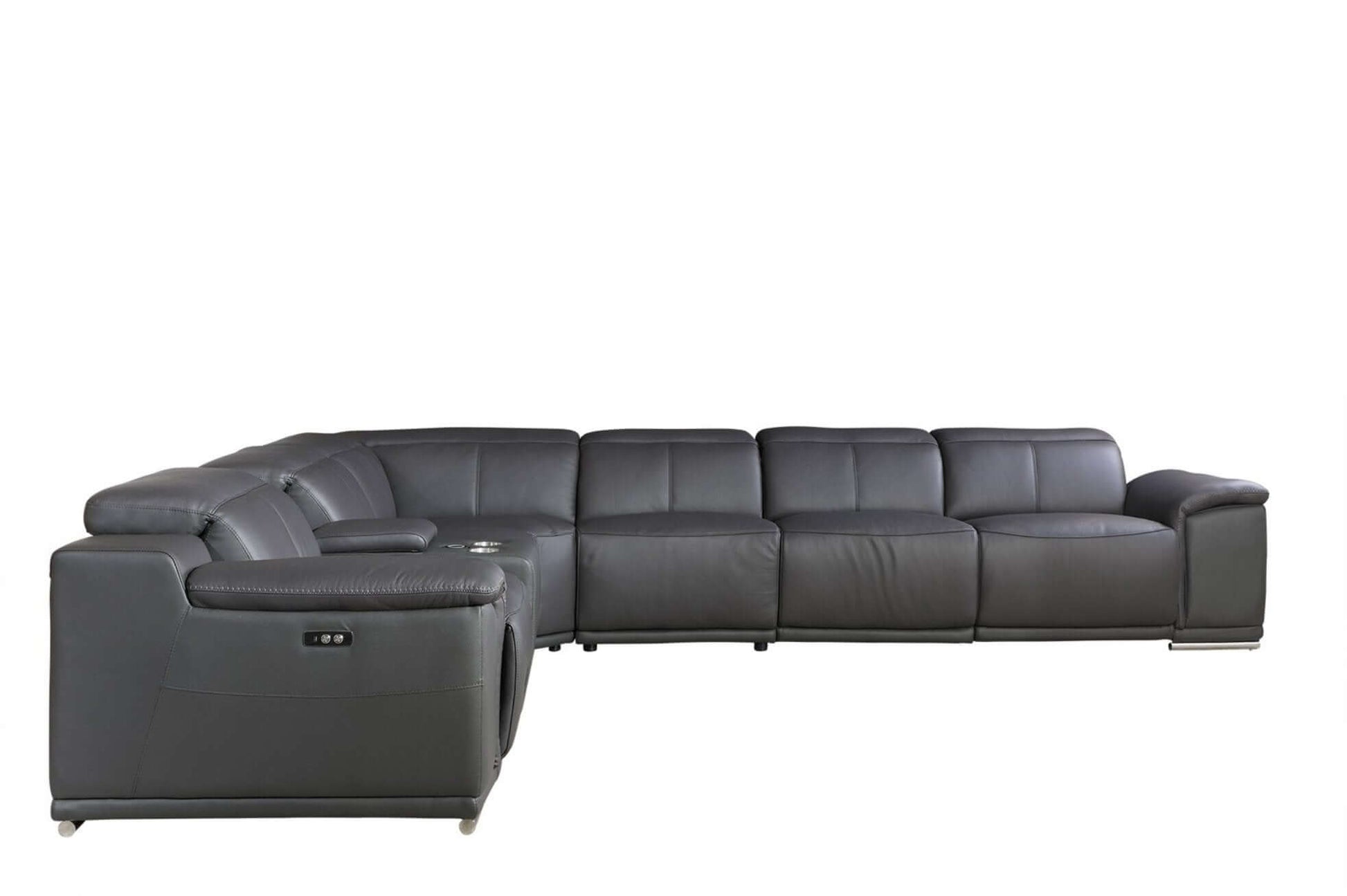 Italian Leather Power-Reclining Corner Sectional With Console with Various Size and Color Options