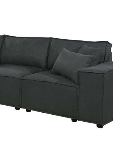 Jenson Modern Modular Corner Sectional Sofa in Dark Gray Linen - Revel Sofa 