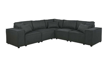 Jenson Modern Modular Corner Sectional Sofa in Dark Gray Linen - Revel Sofa 