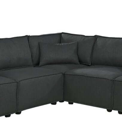 Jenson Modern Modular Corner Sectional Sofa in Dark Gray Linen - Revel Sofa 