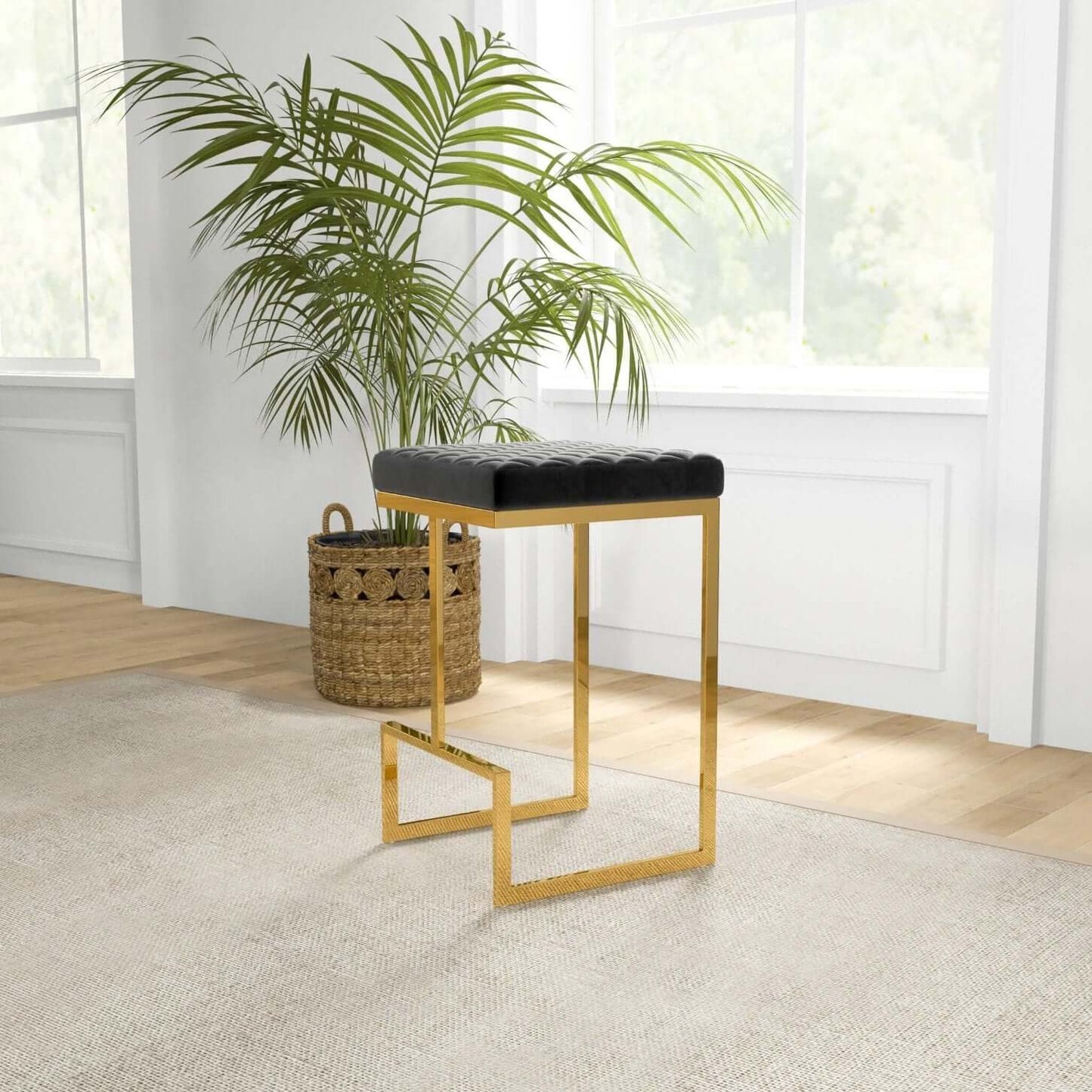 Joel Glam Upholstered Square Bar Counter Stool - Revel Sofa 