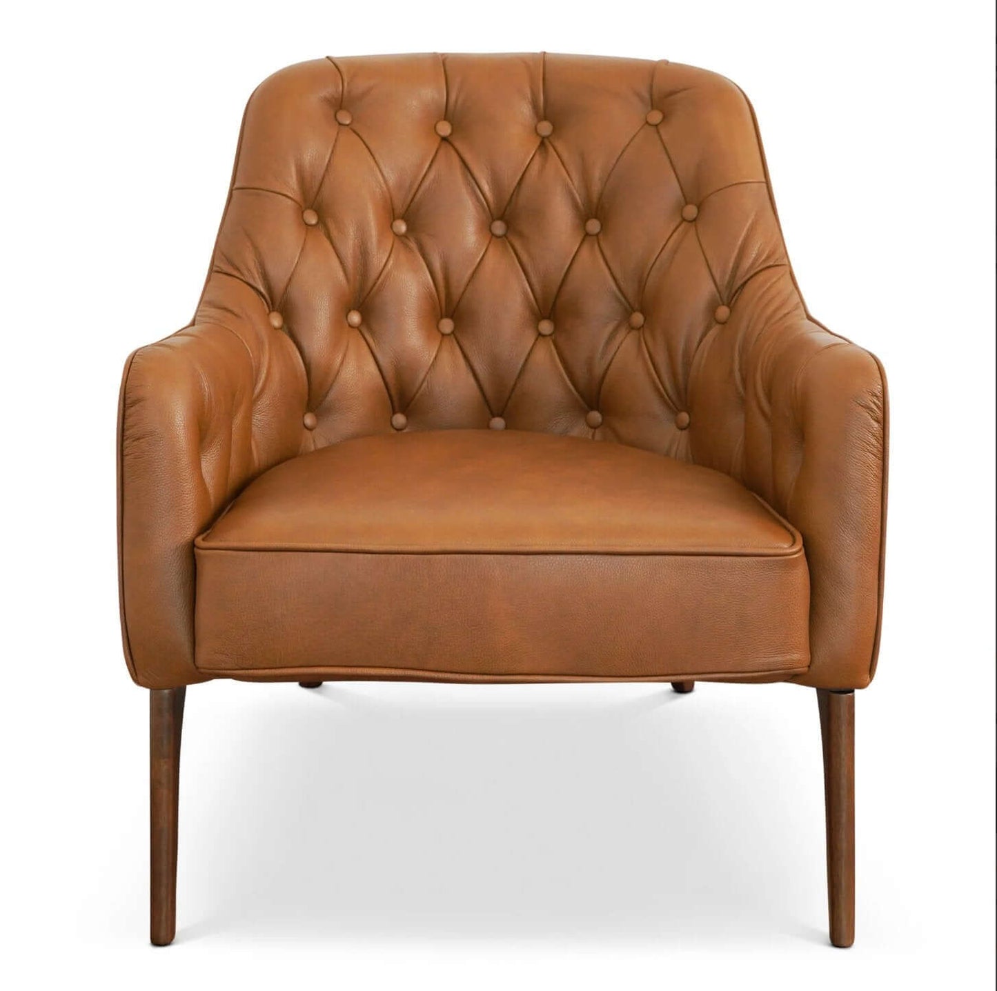 Joshua MCM Tufted Tan Leather Lounge Chair - Revel Sofa 