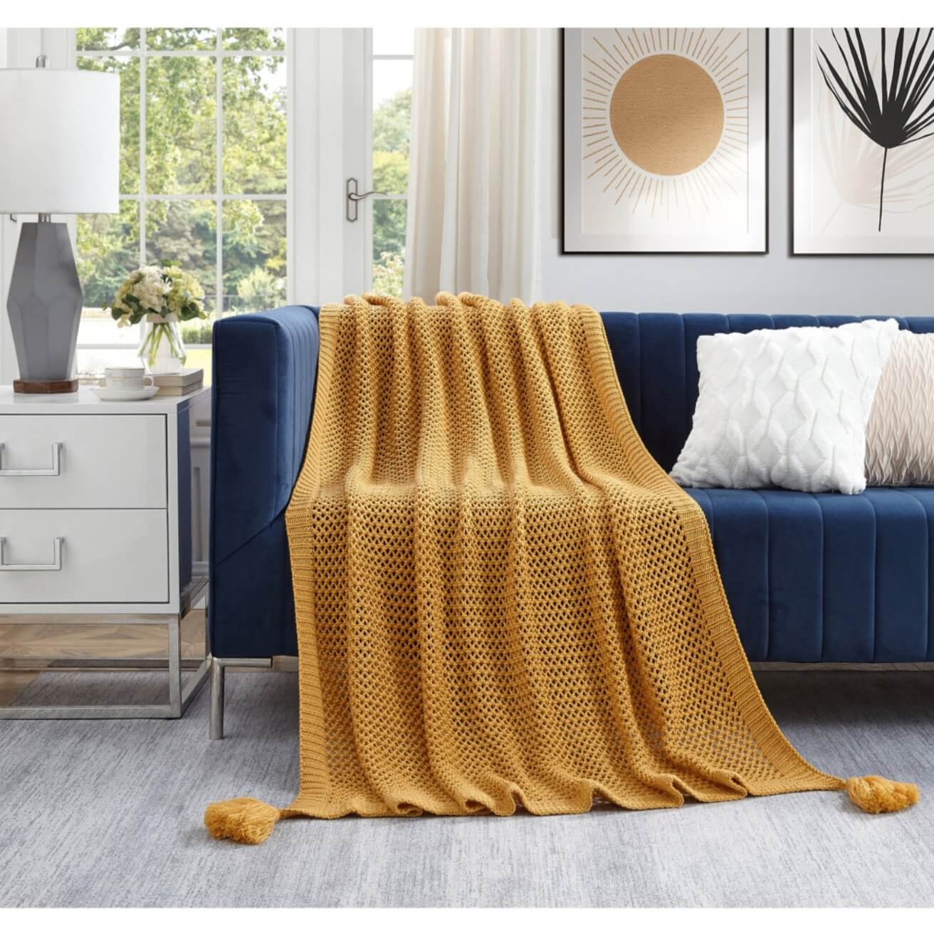 Knitted Acrylic Throw Blanket In Variety of Solid Colors