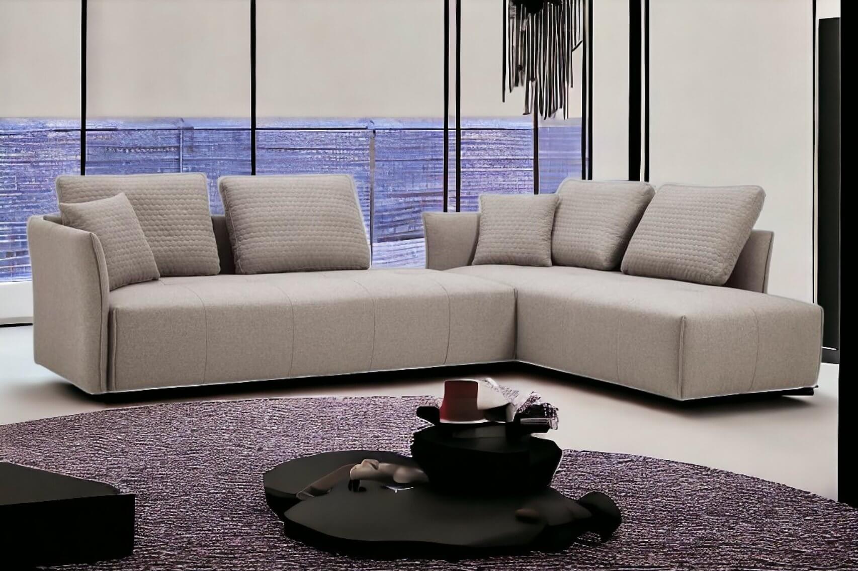 Gray Polyester Fabric Modular 2pc. Sectional Sofa And Chaise - Revel Sofa 