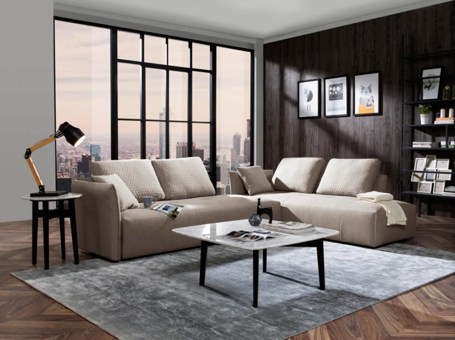 Gray Polyester Fabric Modular 2pc. Sectional Sofa And Chaise - Revel Sofa 