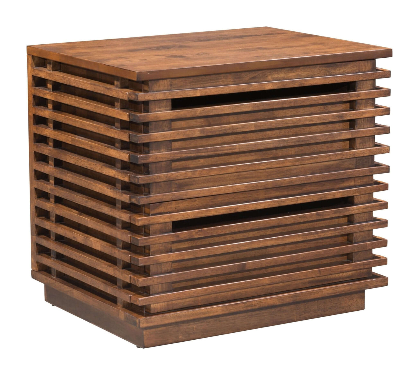 Linea Solid Wood Slatted Scandinavian Design Nightstand in Walnut - Revel Sofa 