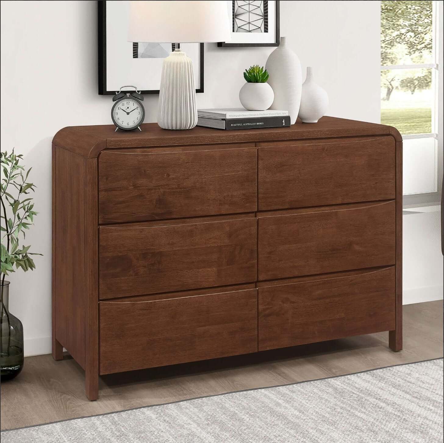 Lionel MCM Style Solid Wood 6-Drawer Bedroom Dresser (47") - Revel Sofa 