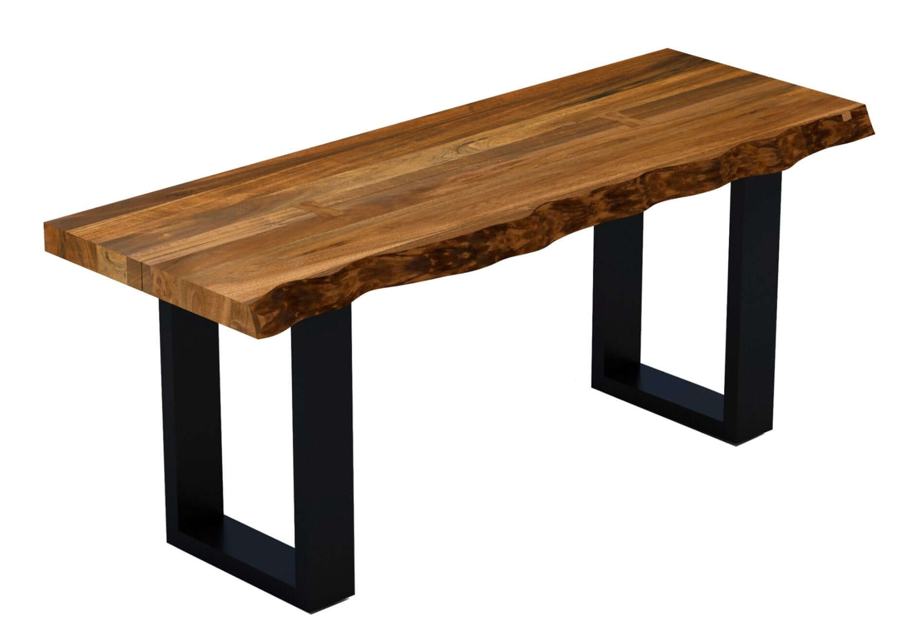 Live Edge Acacia Solid Wood Bench With Black Metal Legs - 43" - Revel Sofa 