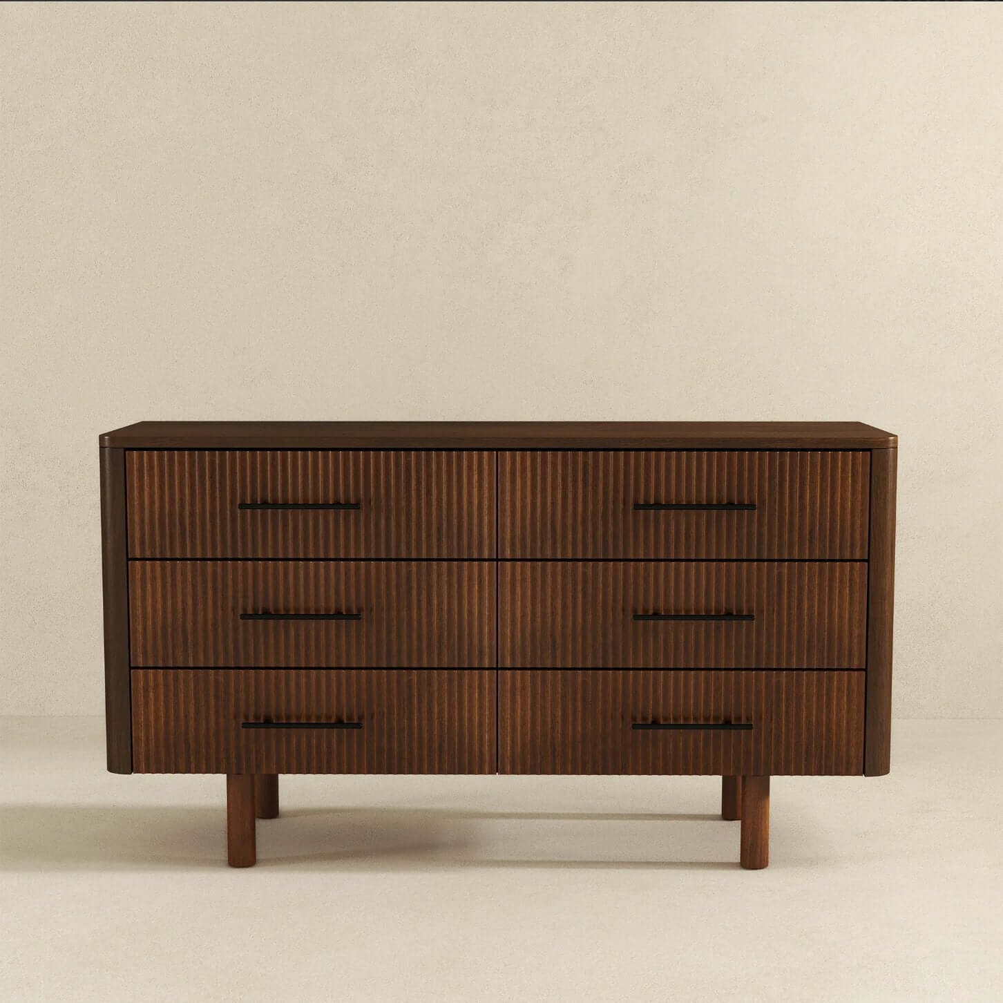 Logan MCM Style Solid Wood Dresser 6 Drawers (55") - Revel Sofa 