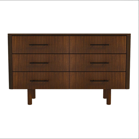 Logan MCM Style Solid Wood Dresser 6 Drawers (55") - Revel Sofa 