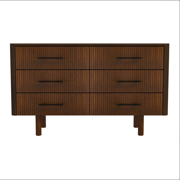 Logan MCM Style Solid Wood Dresser 6 Drawers (55