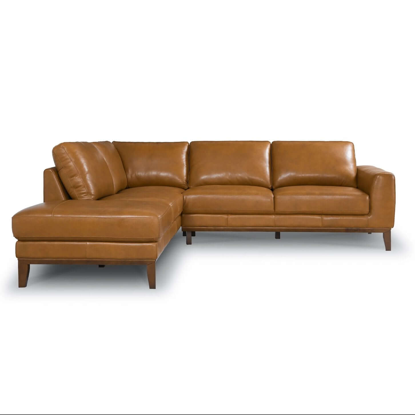 London MCM Style Genuine Leather Sectional Chaise Sofa - Revel Sofa 