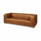 Luxury Genuine Cognac Leather Wrapped Three Seater Sofa 87” - Revel Sofa 