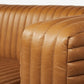 Luxury Genuine Cognac Leather Wrapped Three Seater Sofa 87” - Revel Sofa 