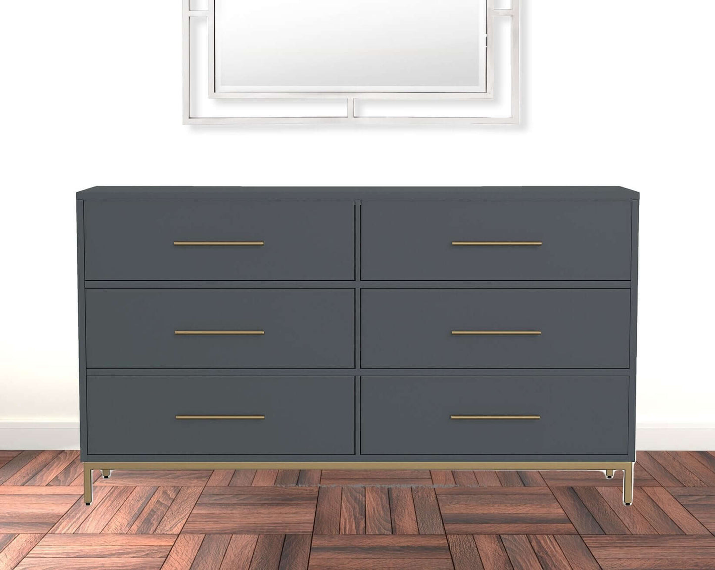 Madelyn Modern 6 Drawer Dresser in Slate Gray (63") - Revel Sofa 