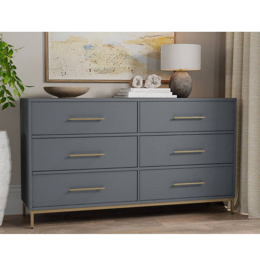Madelyn Modern 6 Drawer Dresser in Slate Gray (63") - Revel Sofa 