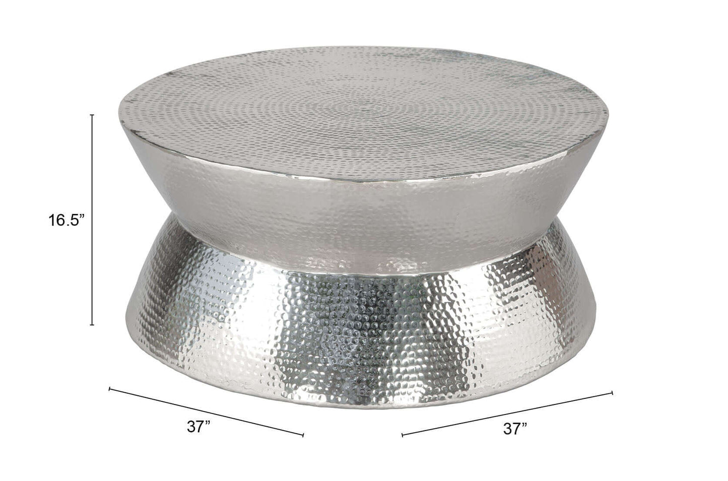 Madryn Metal Round Coffee Table in Sleek Silver - Revel Sofa 