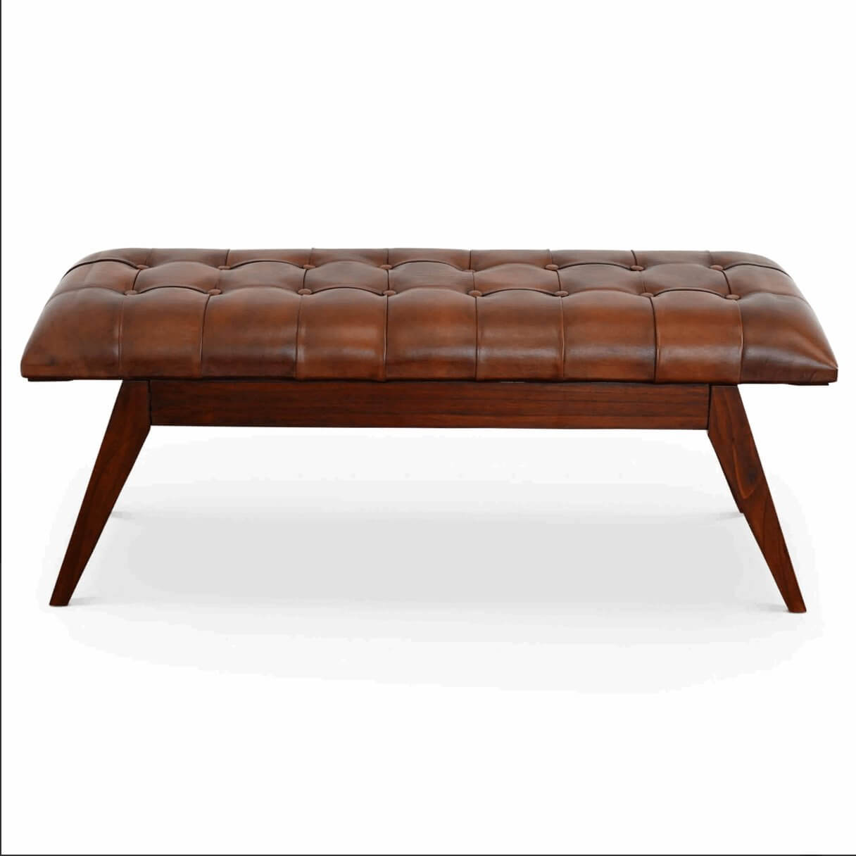 Maja MCM Style Tufted Genuine Leather Bench - Revel Sofa 