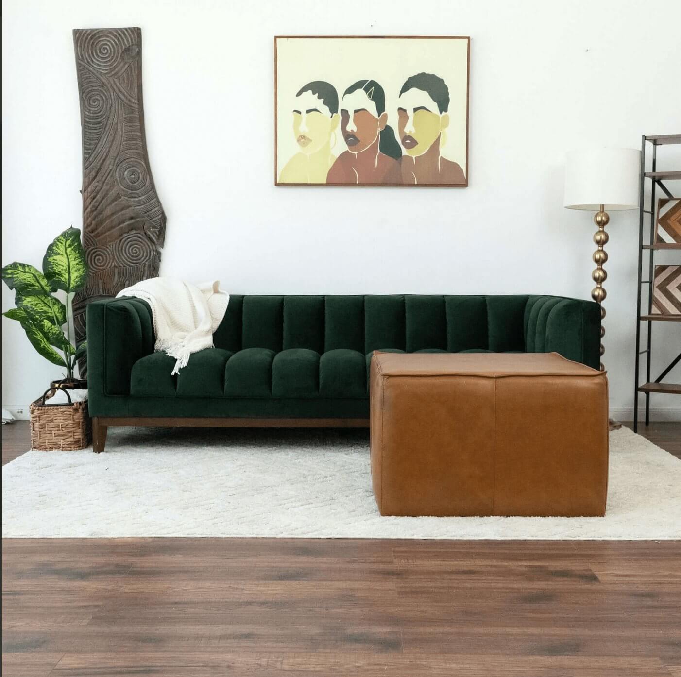 Mallory MCM Square Genuine Leather Upholstered Ottoman - Revel Sofa 